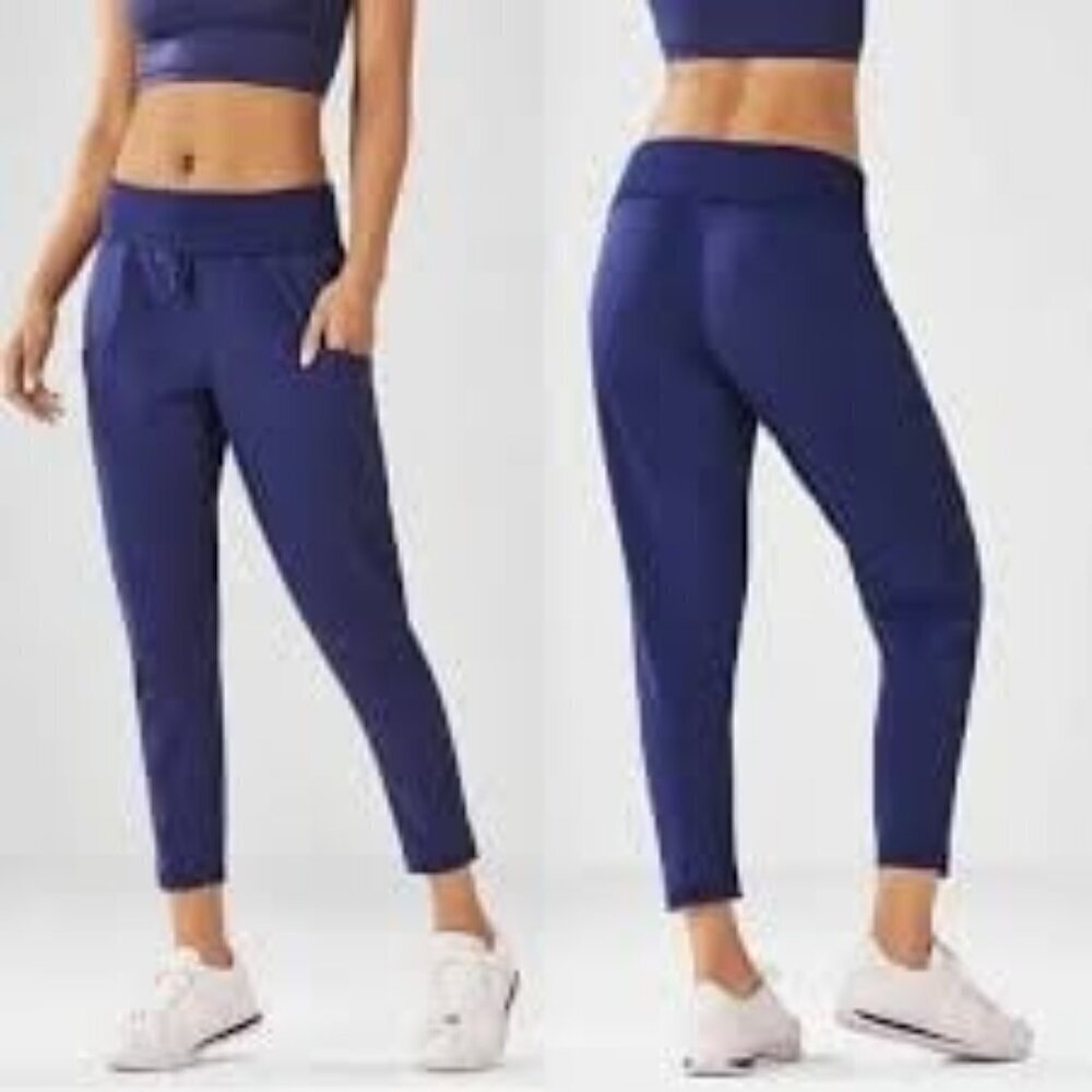 Fabletics Maj Pant ll Jogger Navy With Pockets Elastic Waist Women’s Size M